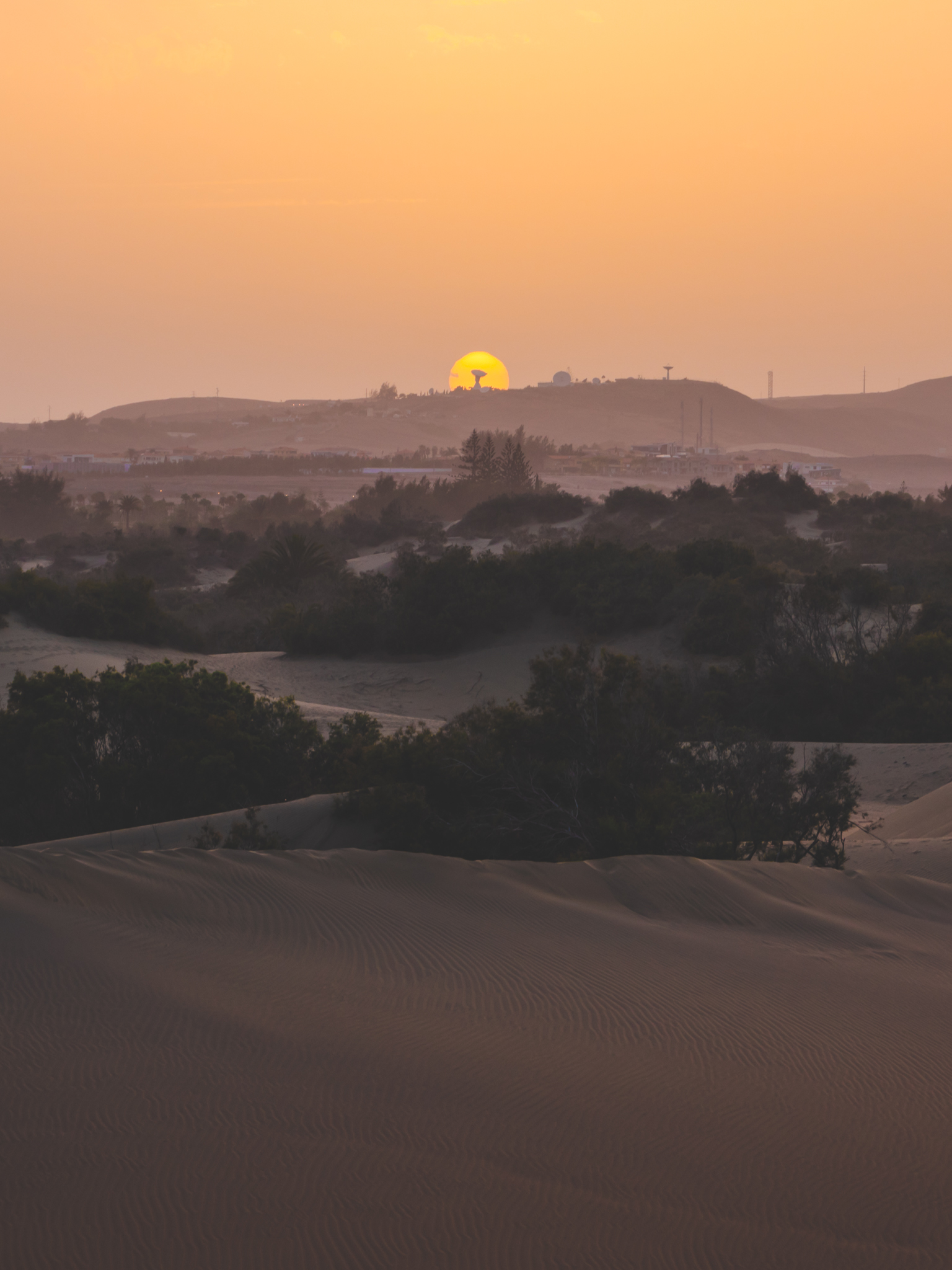 Le soleil se couche sur les dunes de Maspalomas